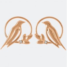 Sara Miller Bird Charm Earrings Rose Gold