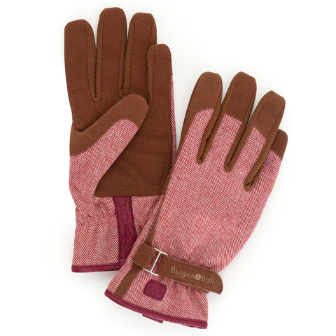 Burgon & Ball Red Tweed Gloves