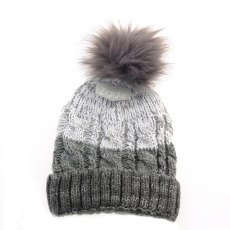 Grey Cable Knit Bobble Hat 12-24 Months
