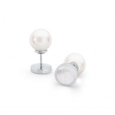Tipperary Crystal Pearl Moon Earrings Silver