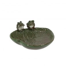 Fallen Fruits Ceramic Leaf Bird Bath With Frogs