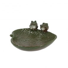 Fallen Fruits Ceramic Leaf Bird Bath With Frogs