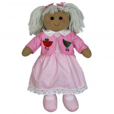 Powell Craft Rag Doll with Pink Embroidered Bird Jacket