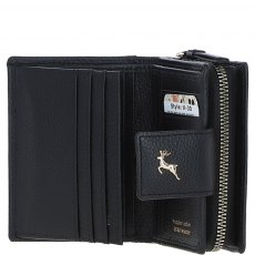 Ashwood Leather RFID Purse with Zip and Stud Closure Black X-30