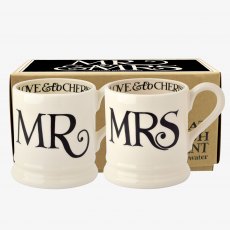Emma Bridgewater Black Toast Mr & Mrs Set of 2 1/2 Pint Mugs