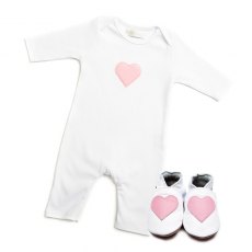 Pink Heart Babygrow & Shoes Gift Set
