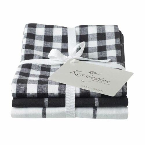 Eddingtons Kensington Check Tea Towel Black Set of 3