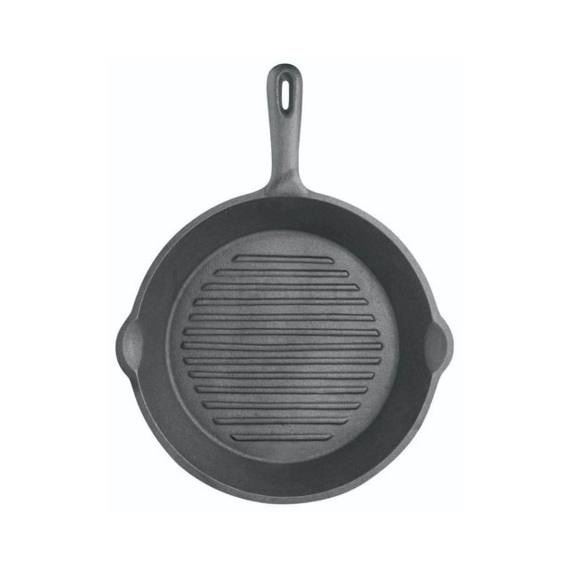 Kitchen Craft Cast Iron Round Grill Pan Ribbed Base 24cm