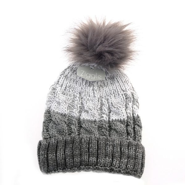Ziggle Grey Cable Knit Bobble Hat 12-24 Months