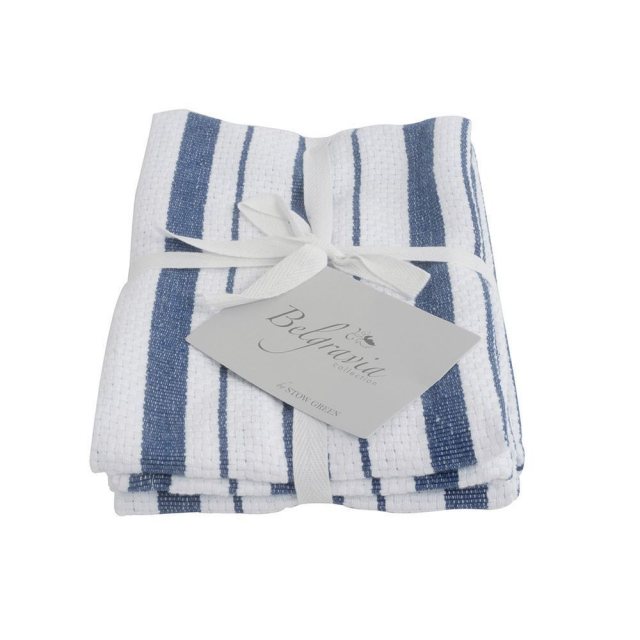 Stow Green Belgravia Basket Weave Tea Towels S/2 Blue