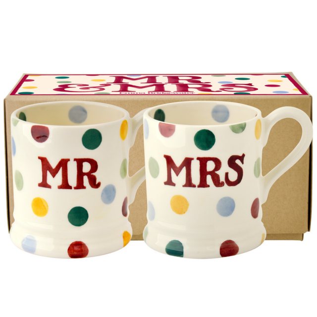 Emma Bridgewater Polka Dot Mr & Mrs 1/2 Pint Mugs
