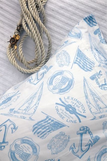 Lexington Lexington Seaside Printed Poplin White/Blue Single Duvet Set