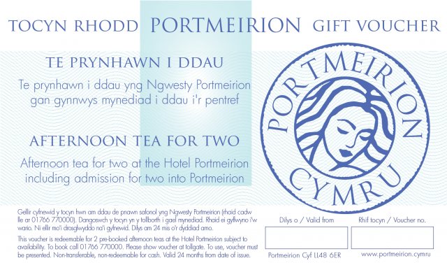 Portmeirion Cymru Afternoon Tea For 2 Including Free Entry Portmeirion Gift Voucher