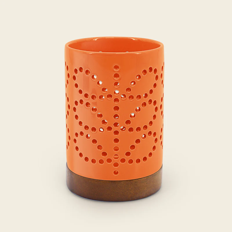 Orla Kiely Ceramic Candle Holder - persimmon