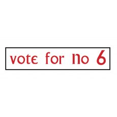 The Prisoner Oblong Car Sticker - Vote For No6 The Prisoner Oblong Car Sticker - Vote For No6