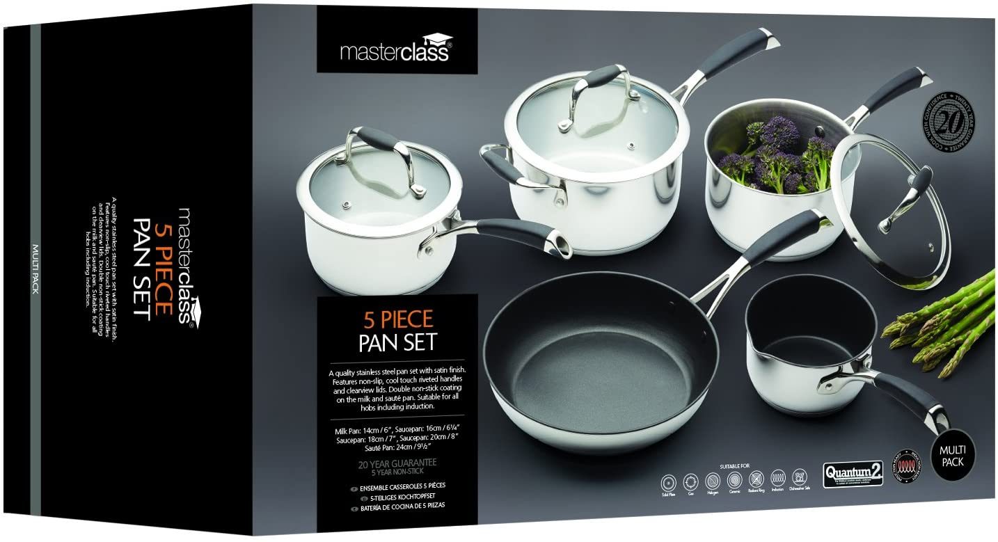 MasterClass 5 Piece Deluxe Stainless Steel Cookware Set | Buy Online ...