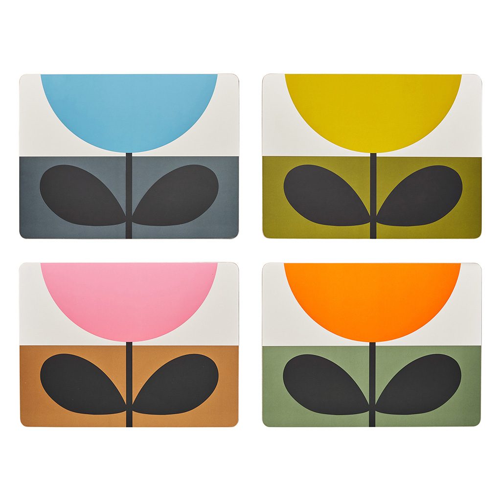 Orla Kiely Set of 4 Placemats Sunflower Multi Table Cloths, Coasters
