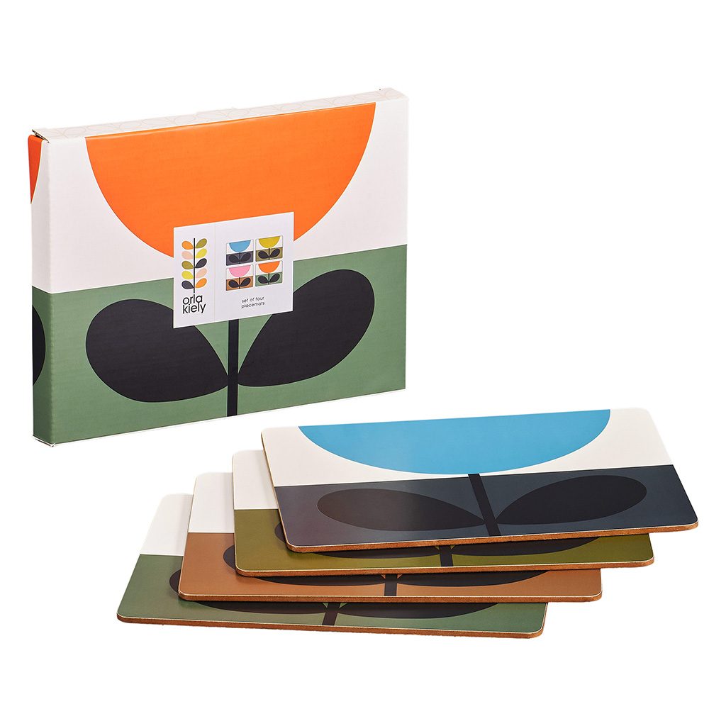 Orla Kiely Set of 4 Placemats Sunflower Multi Table Cloths, Coasters