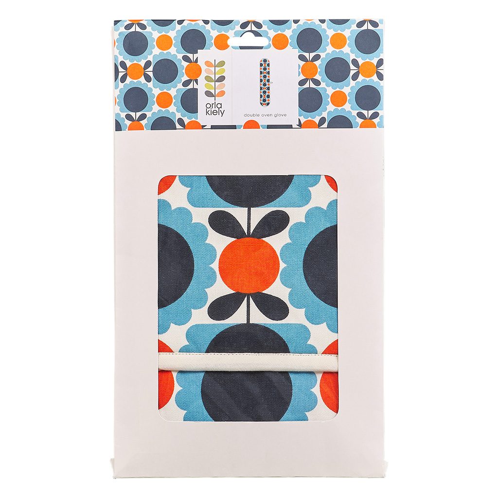 Orla Kiely Double Oven Glove Scallop Flower Sky Oven Gloves, Mitts