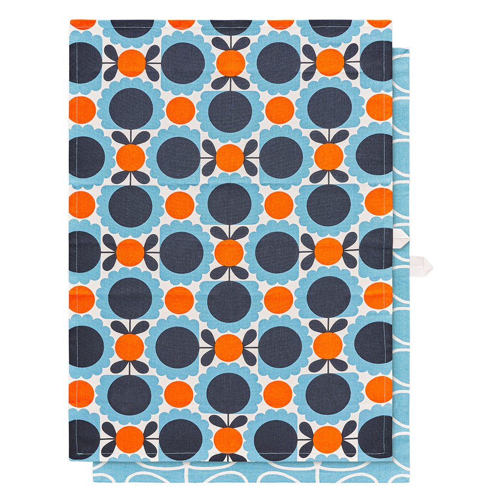 Orla Kiely S/2 Tea Towels Scallop Flower Sky Tea Towels Portmeirion
