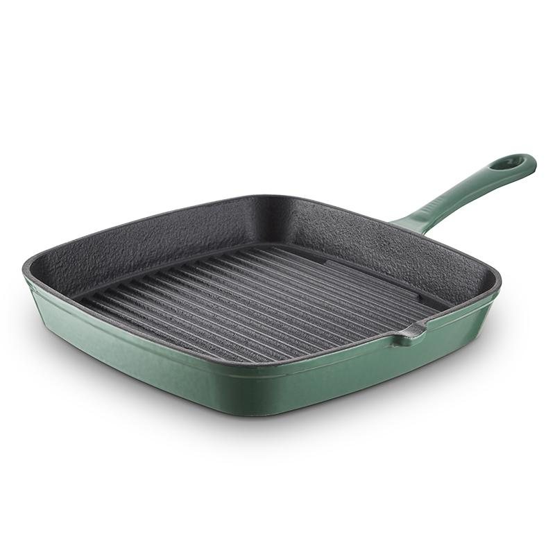 Cast iron pan on grill shop