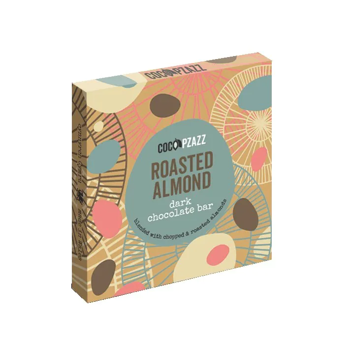 Coco Pzazz Roasted Almond Dark Chocolate Bar 80g - Portmeirion Online