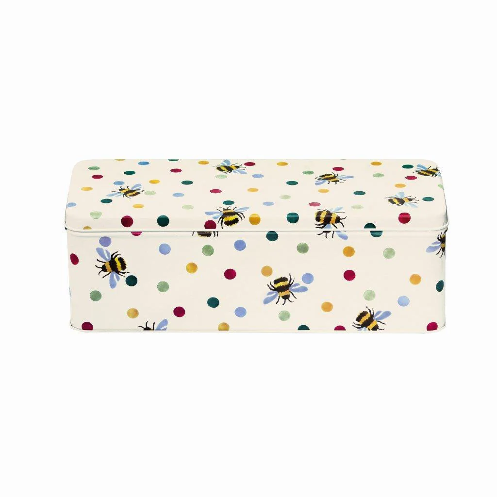 Emma Bridgewater Polka Bees Long Deep Rectangular Tin At
