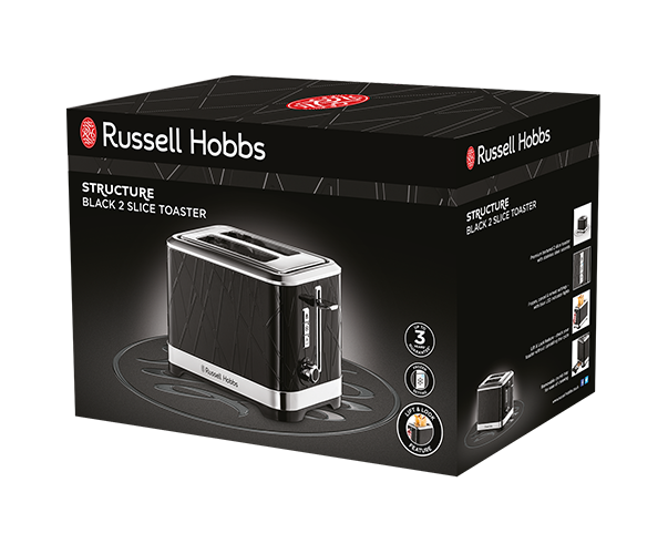 Russell Hobbs Structure Black 2 Slice Toaster At Portmeirion Online
