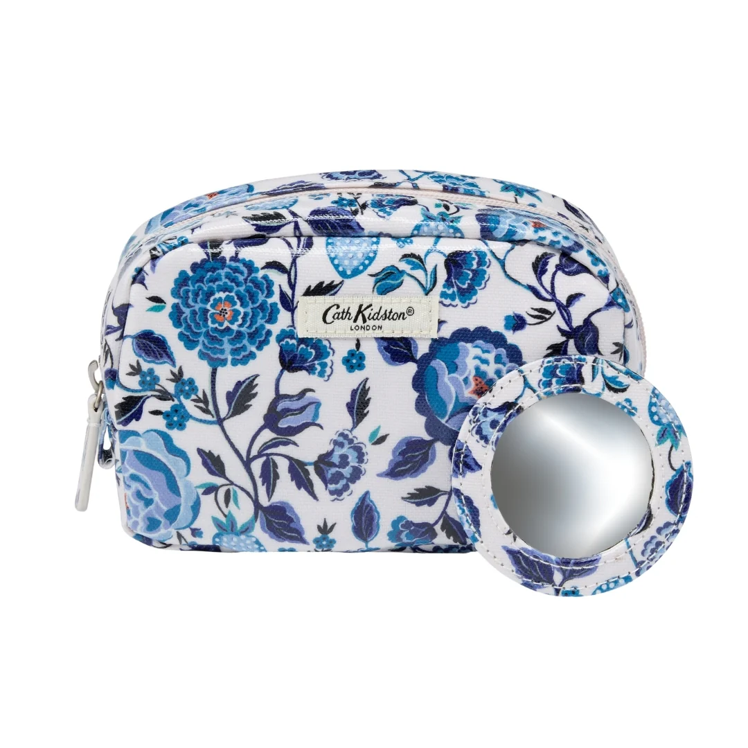 Cath Kidston Navy Carnation Make Up Bag with Mirror At