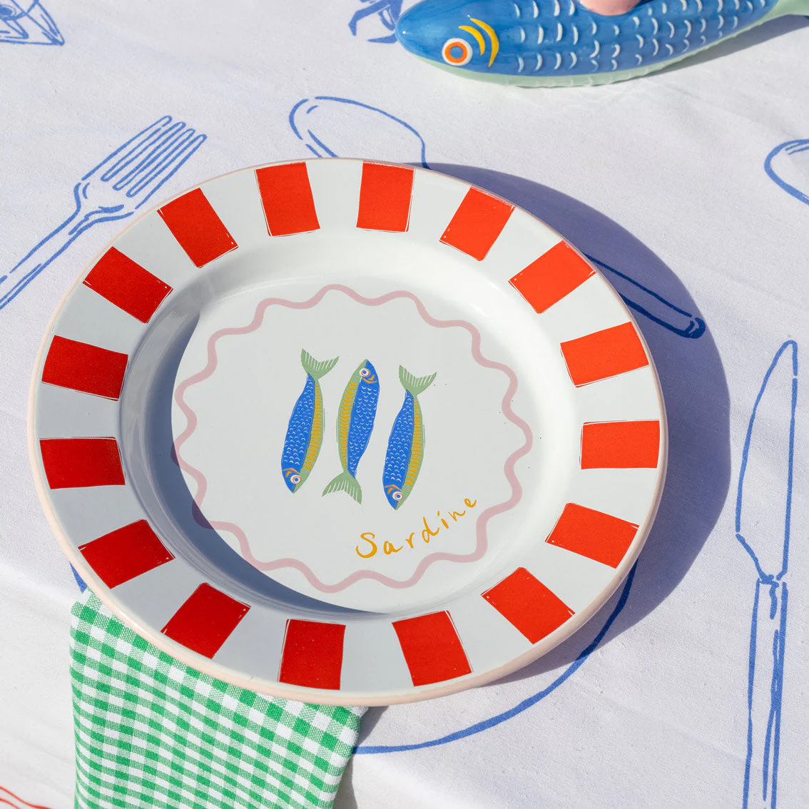 Talking Tables Bon Appetit Handgefertigte Streifen-Emaille-Schale handgetauchter Design langlebig bruchsicher Servierschale für Snacks Chips Salate Früchte Suppen Müsli Ramen spülmaschinenfest 16 cm