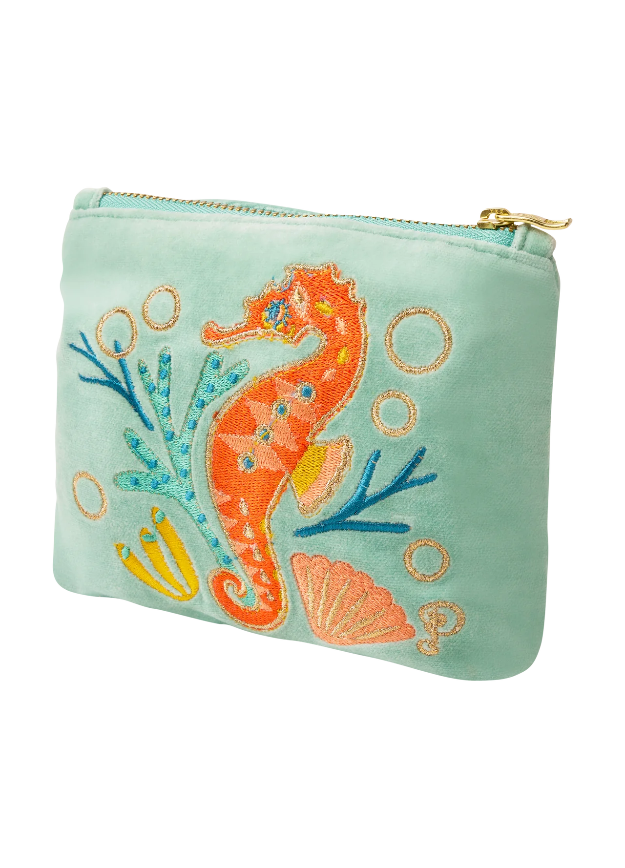 Playful Seahorse & Friends Velvet Zip Pouch main image 1