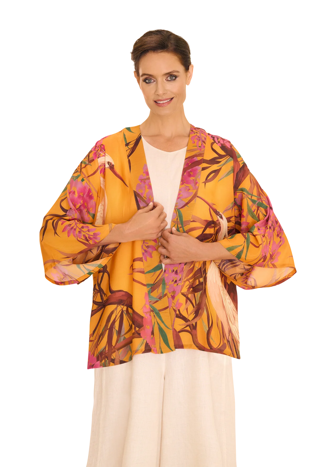 Powder Kimono Jacket Oriental Crane Ochre At Portmeirion