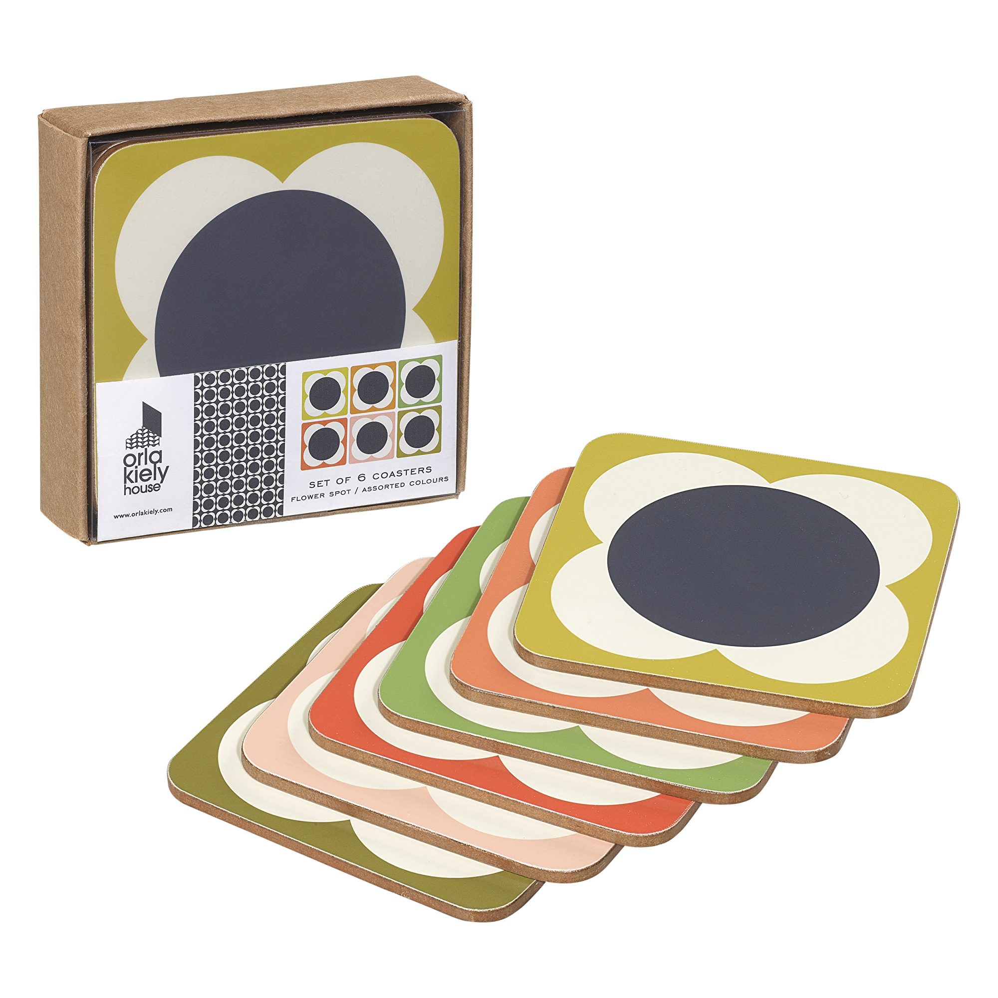 Orla Kiely Flower Spot Coasters x 6 Table Cloths, Coasters and