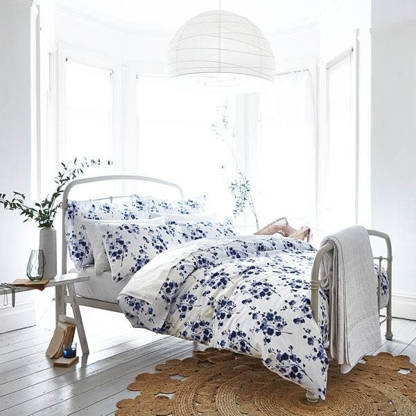 Turner Bianca Sprig Cotton Print Blue Superking Duvet Set Bedding