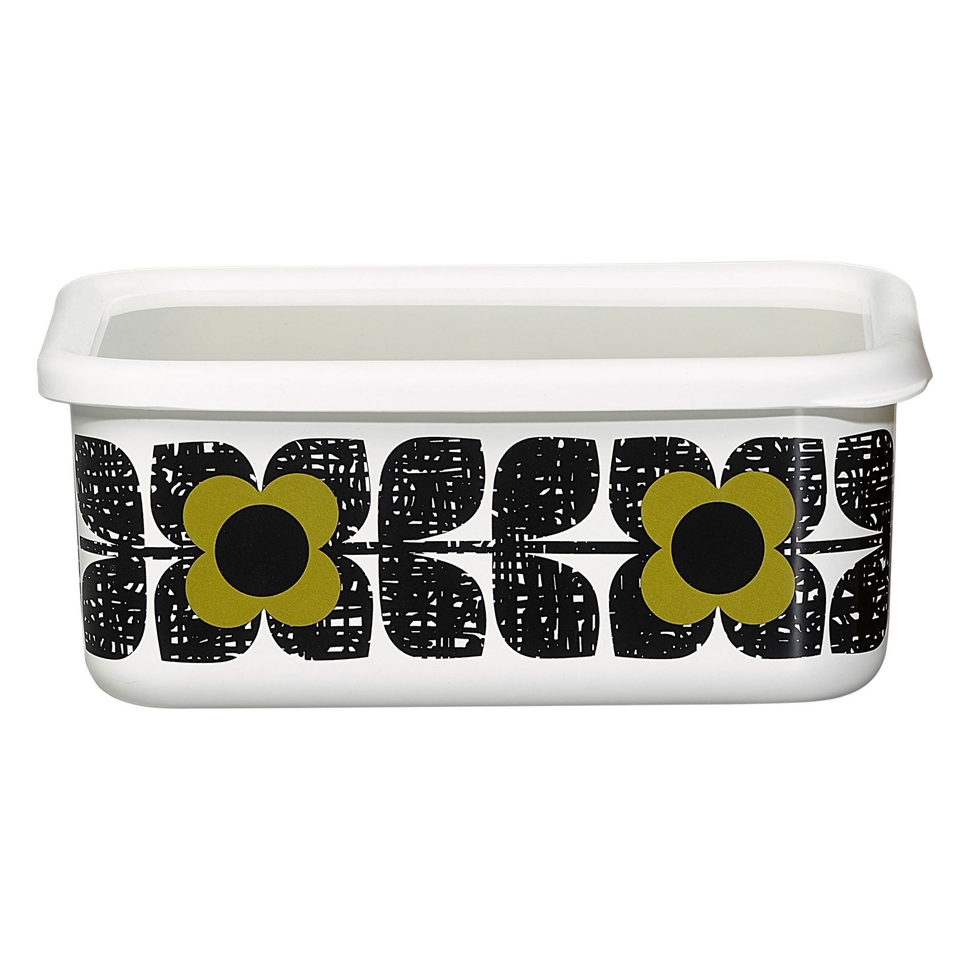 Orla Kiely Scribble Square Enamel Storage Container in Seagrass