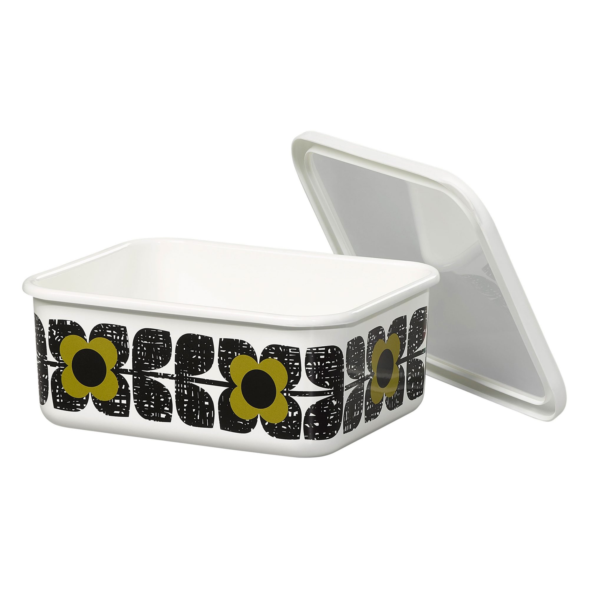 Orla Kiely Scribble Square Enamel Storage Container in Seagrass