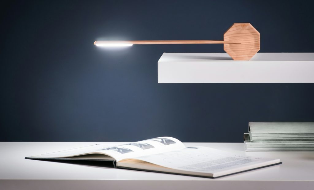 Gingko, Octagon One Desk Light in Walnut - AKAR Design