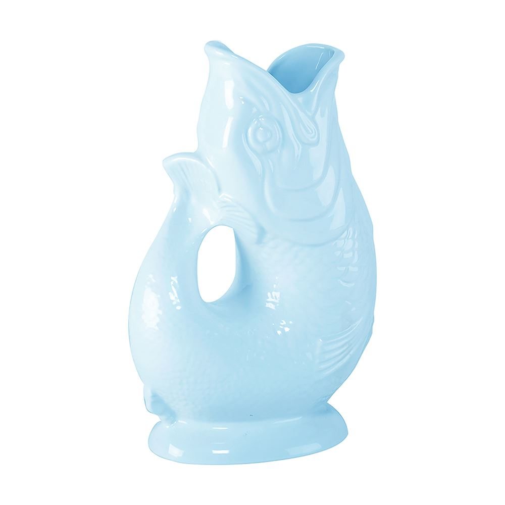 Porcelain Fish Vase - Blue Grey - Gluggle Jug - Fish Decor - View #7