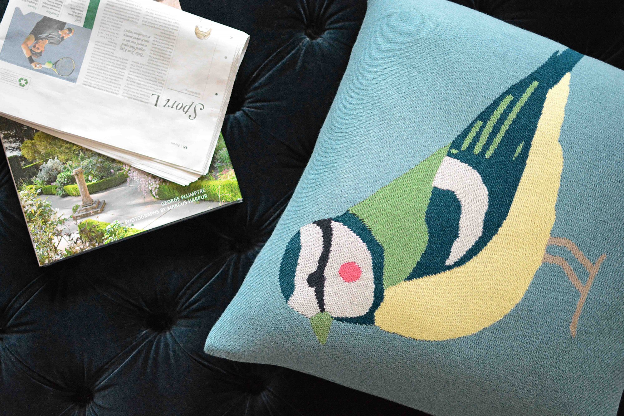 Sophie Allport Garden Birds Knitted Cushion Buy Online Here
