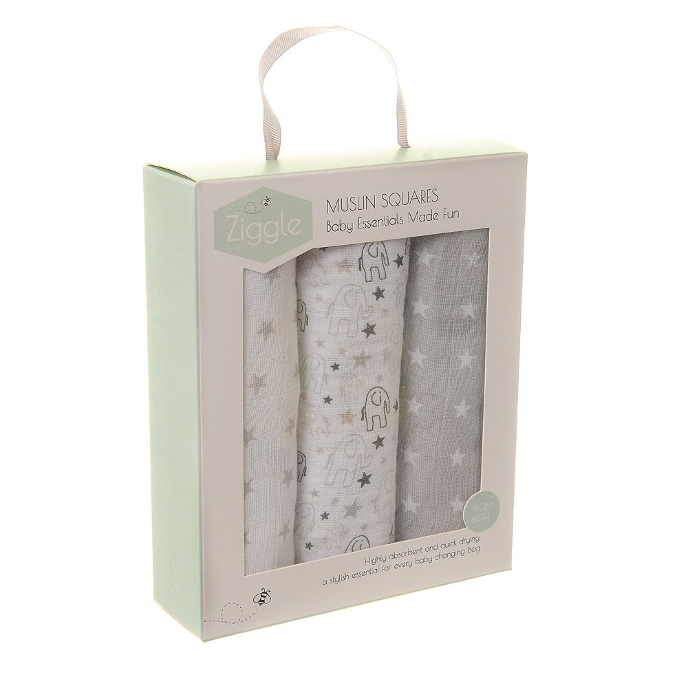 Ziggle Grey White Muslins Pack of 3 Buy Online Here Portmeirion Online