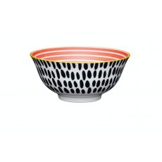KitchenCraft Red Swirl and Black Spots Ceramic Bowl