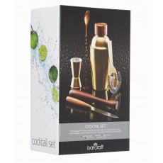 Barcraft 6pc Brass Finish Cocktail Set