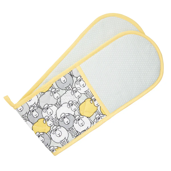 KitchenCraft Yellow Sheep Double Oven Gloves