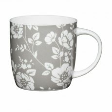 KC Grey Floral Barrel Mug