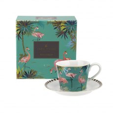 Sara Miller Tahiti Teacup & Saucer Flamingo