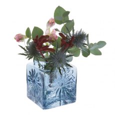 Dartington Crystal Marguerite Ink Blue Square Vase