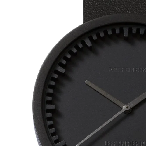 Leff Amsterdam Tube Watch D42 Black with Black Leather Strap