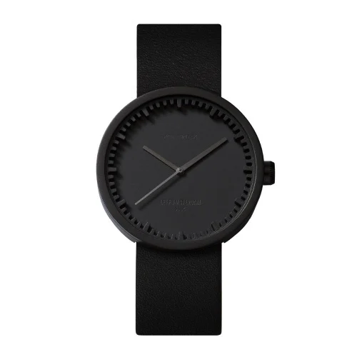 Leff Amsterdam Tube Watch D38 Black with Black Leather Strap