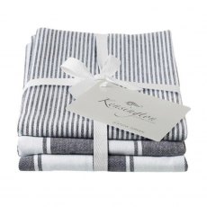 Kensington Stripe Tea Towel Black Set of 3