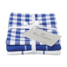Kensington Check Tea Towel Blue Set of 3